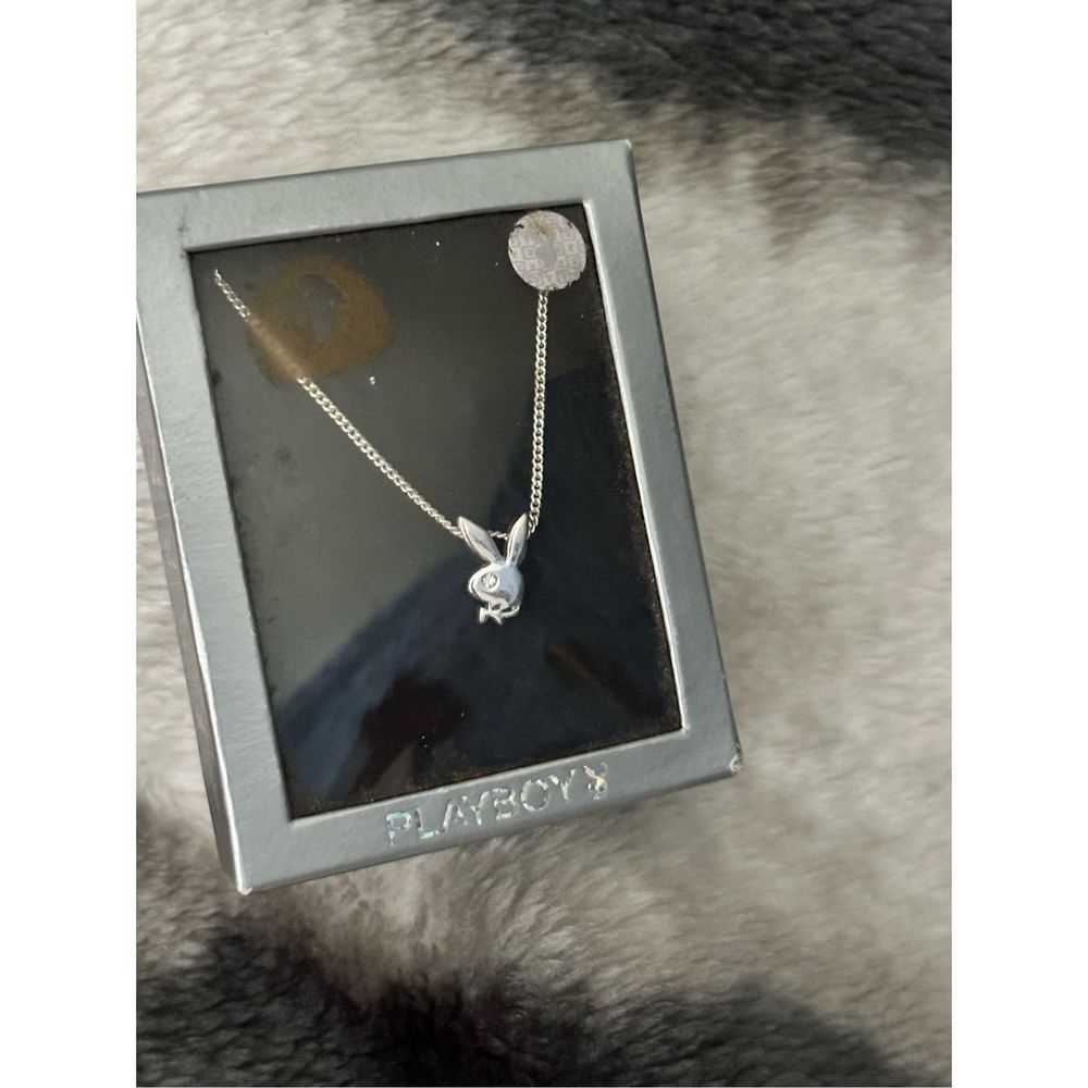 364. Vintage Silver Playboy bunny silver eye pendant necklace NIB - Picture 2 of 6